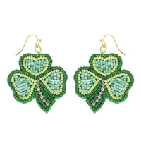 SAINT PATRICKS DAY SHAMROCK BEADED EARRINGS