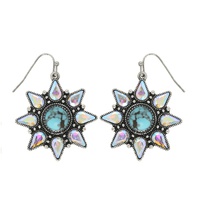 WESTERN SUN SHAPED GEMSTONE TURQUOISE EARRINGS