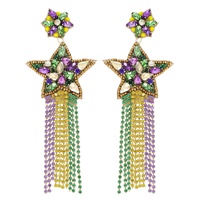 MARDI GRAS STAR GEMSTONE TASSEL EARRINGS