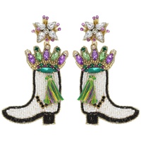 MARDI GRAS MARCHING BOOTS BEADED EARRINGS