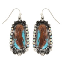 WESTERN TRAPEZOID TURQUOISE CONCHO DROP EARRINGS