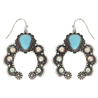 WESTERN SQUASH BLOSSOM TURQUOISE DROP EARRINGS