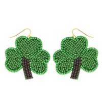 SAINT PATRICKS SHAMROCK BEADED EARRINGS