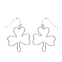 SAINT PATRICKS DAY SHAMROCK OUTLINE METAL EARRINGS