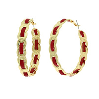 FASHIONISTA FABRIC WOVEN LINK HOOP EARRINGS