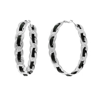 FASHIONISTA FABRIC WOVEN LINK HOOP EARRINGS