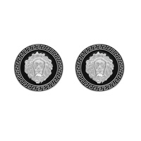 FASHIONISTA GREEK KEY LION HEAD STUD EARRINGS