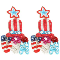 PATRIOTIC USA FLAG THEMED TOP HAT EARRINGS