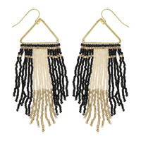 WESTERN NATIVE AMERICAN BEAD FRINGE EARRINGS