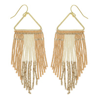 WESTERN NATIVE AMERICAN BEAD FRINGE EARRINGS