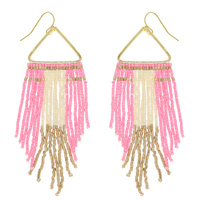 WESTERN NATIVE AMERICAN BEAD FRINGE EARRINGS