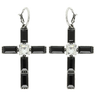 WESTERN GEMSTONE CROSS HOOP EARRINGS