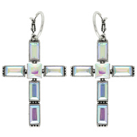 WESTERN GEMSTONE CROSS HOOP EARRINGS