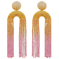 OMBRE RHINESTONE PAVE ARCHED TASSEL EARRINGS