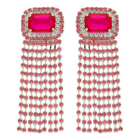 RHINESTONE PAVE CRYSTAL FRINGE EARRINGS