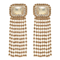 RHINESTONE PAVE CRYSTAL FRINGE EARRINGS