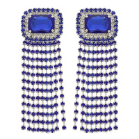 RHINESTONE PAVE CRYSTAL FRINGE EARRINGS