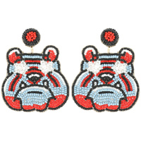 BULLDOG BEAD EMBROIDERED POST EARRINGS