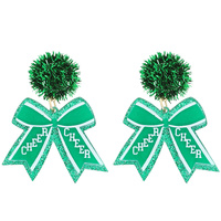 GAME DAY CHEER RIBBON POMPOM POST EARRINGS