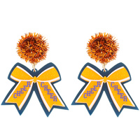 GAME DAY CHEER RIBBON POMPOM POST EARRINGS