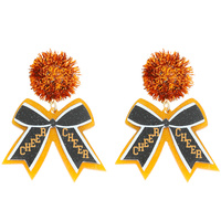 GAME DAY CHEER RIBBON POMPOM POST EARRINGS