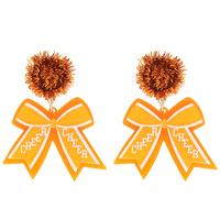 GAME DAY CHEER RIBBON POMPOM POST EARRINGS