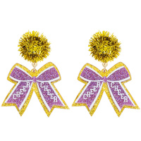 GAME DAY CHEER RIBBON POMPOM POST EARRINGS