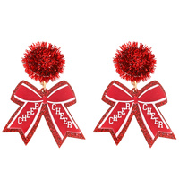 GAME DAY CHEER RIBBON POMPOM POST EARRINGS