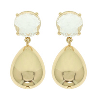 CHUNKY CRYSTAL TEARDROP DANGLE POST EARRINGS