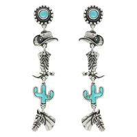 WESTERN COWBOY THEME TURQUOISE POST EARRINGS