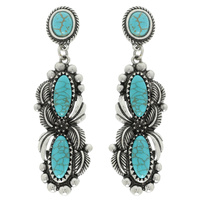 WESTERN FLORAL TURQUOISE CONCHO DROP EARRINGS