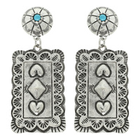 WESTERN TURQUOISE BLACKJACK CONCHO EARRINGS