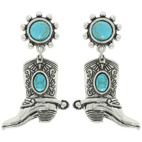 WESTERN COWBOY BOOTS TURQUOISE POST EARRINGS