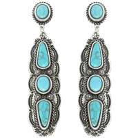 WESTERN LONG TURQUOISE DROP POST EARRINGS