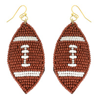 GAME DAY SEED BEAD EMBROIDERED FOOTBALL EARRINGS