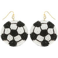 GAME DAY SEED BEAD EMBROIDERED SOCCER EARRINGS