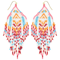 WESTERN NATIVE AMERICAN BEAD FRINGE EARRINGS