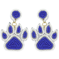 GAME DAY PAW BEAD EMBROIDERED EARRINGS