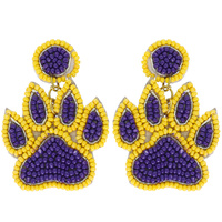 GAME DAY PAW BEAD EMBROIDERED EARRINGS