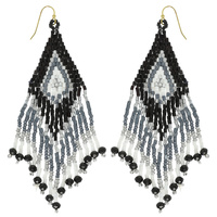 WESTERN NATIVE AMERICAN BEAD FRINGE EARRINGS