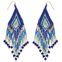 WESTERN NATIVE AMERICAN BEAD FRINGE EARRINGS