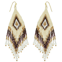 WESTERN NATIVE AMERICAN BEAD FRINGE EARRINGS