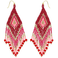 WESTERN NATIVE AMERICAN BEAD FRINGE EARRINGS