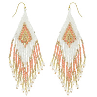 WESTERN NATIVE AMERICAN BEAD FRINGE EARRINGS