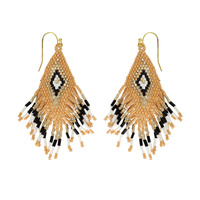 WESTERN NATIVE AMERICAN BEAD FRINGE EARRINGS