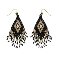 WESTERN NATIVE AMERICAN BEAD FRINGE EARRINGS