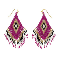 WESTERN NATIVE AMERICAN BEAD FRINGE EARRINGS