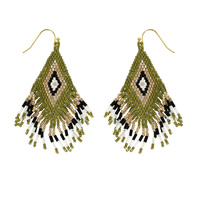 WESTERN NATIVE AMERICAN BEAD FRINGE EARRINGS