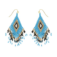 WESTERN NATIVE AMERICAN BEAD FRINGE EARRINGS