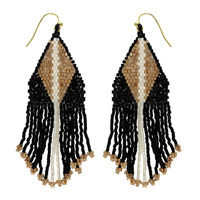 WESTERN NATIVE AMERICAN BEAD FRINGE EARRINGS